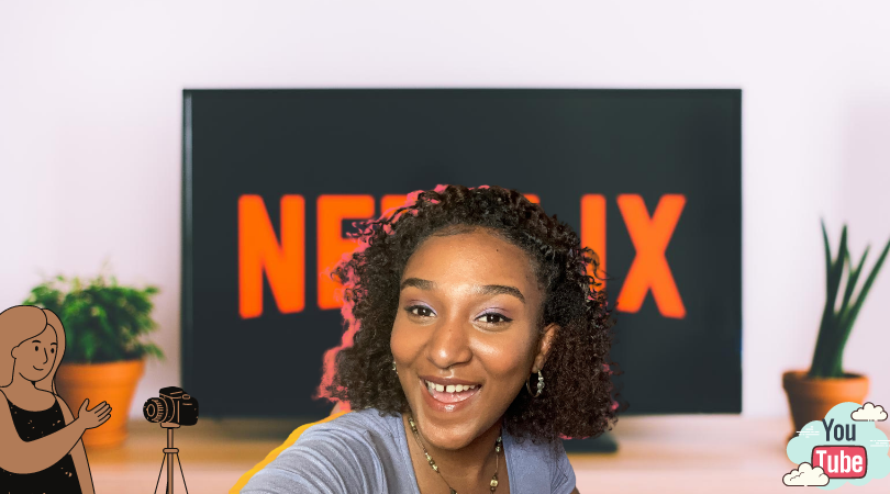 woman-smiling-in-front-of-netflix-on-tv-screen